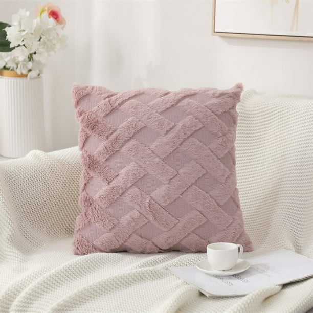 Fundas de cojín de felpa acolchada de conejo morado, 45*45cm, lado único, decoración del hogar, cojín para el sofá