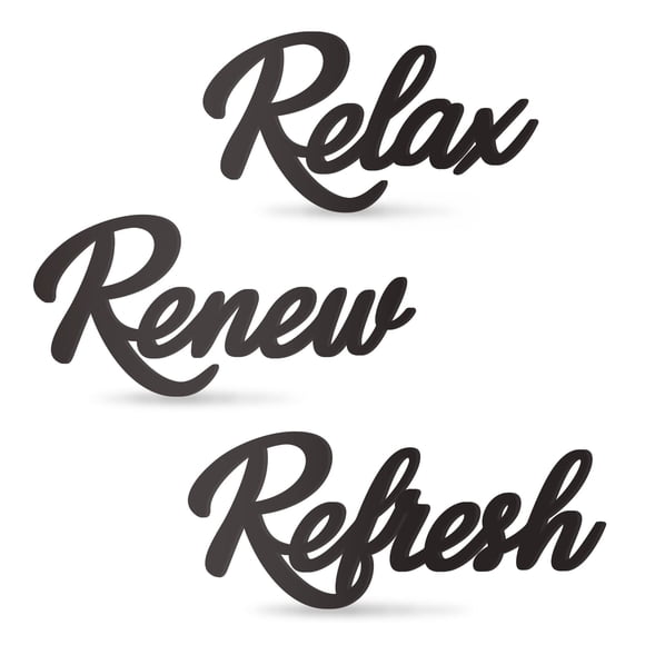 Letrero de madera KOYILTD para decoración de baño, 3 piezas, Relax Renew Refresh