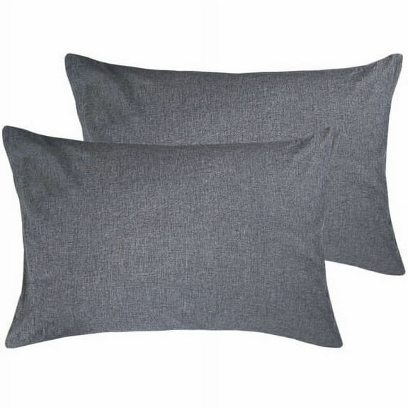 NTBAY Washed Cotton Pillowcase Solid Ultra Soft Pillow Cases Set of 2 Queen King, King, Dark Grey