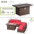 thumbnail image 2 of Aoxun 5 Piece Patio Furniture Set, Outdoor Patio Furniture Sets with Fire Pit, Wicker Patio Furniture, Outdoor Conversation Set with Red Cushions, 2 of 8