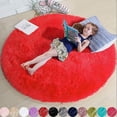 thumbnail image 1 of Blush Round Rug For Bedroom, Blue Fluffy Circle Rug For Kids Room,furry Carpet Blanket-SinKeeU, 1 of 1