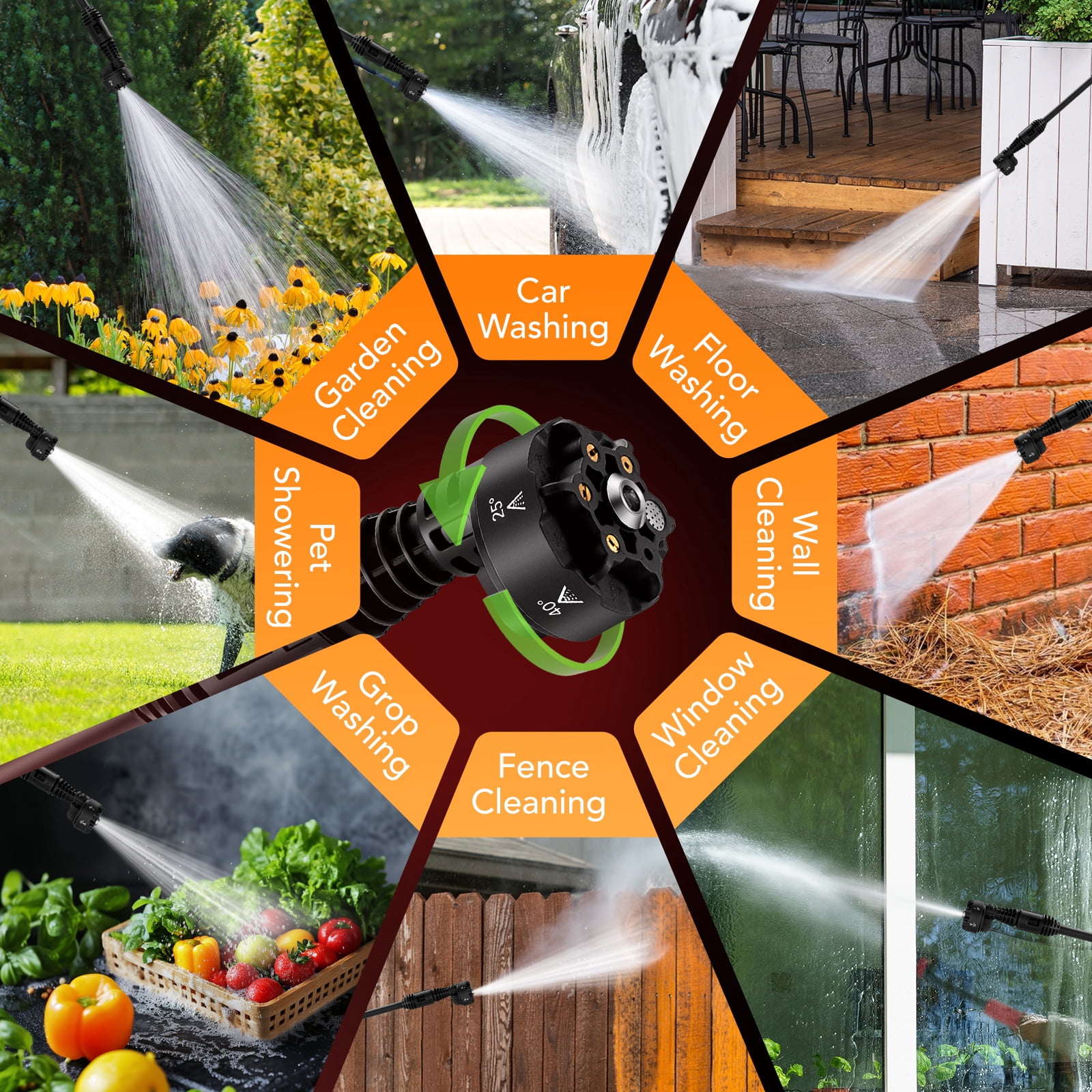 SPEEDWOW Upgraded 1060 PSI Cordless Pressure Washer, 2.8 GPM High Power Washer with Brushless Motor, 6-in-1 Adjustable Nozzle, Portable Power Cleaner for Car, RV, Railing & Yard