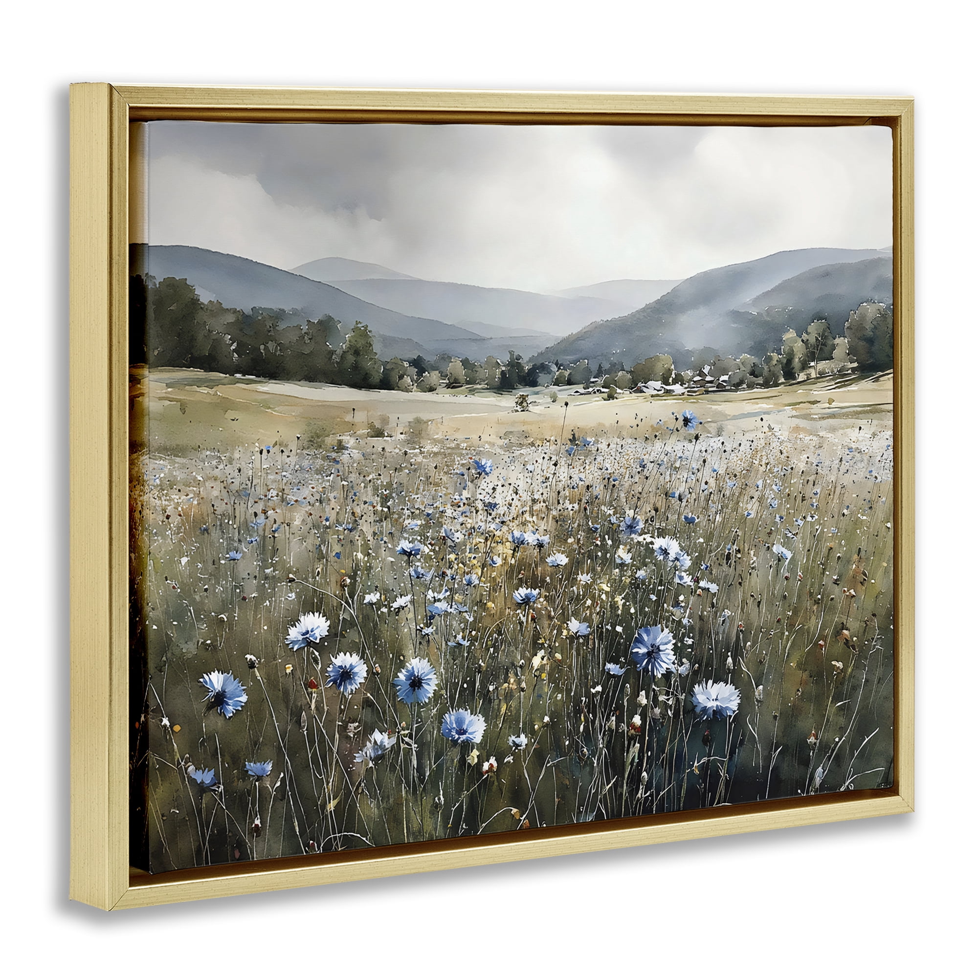 Stupell Industries Sapphire Speckled Fields Gold Framed Floater Canvas Wall Art, design by Franklyn Gregory