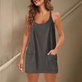 thumbnail image 2 of GILIGEGE Womens Summer Sleeveless Mini Dress V Neck Spaghetti Strap Sundress Athletic Short Dress with Pockets 2025 Spring/Summer New Loose and Slimming Pure Ribbon Pocket Strap Jumpsuit for Women, 2 of 5