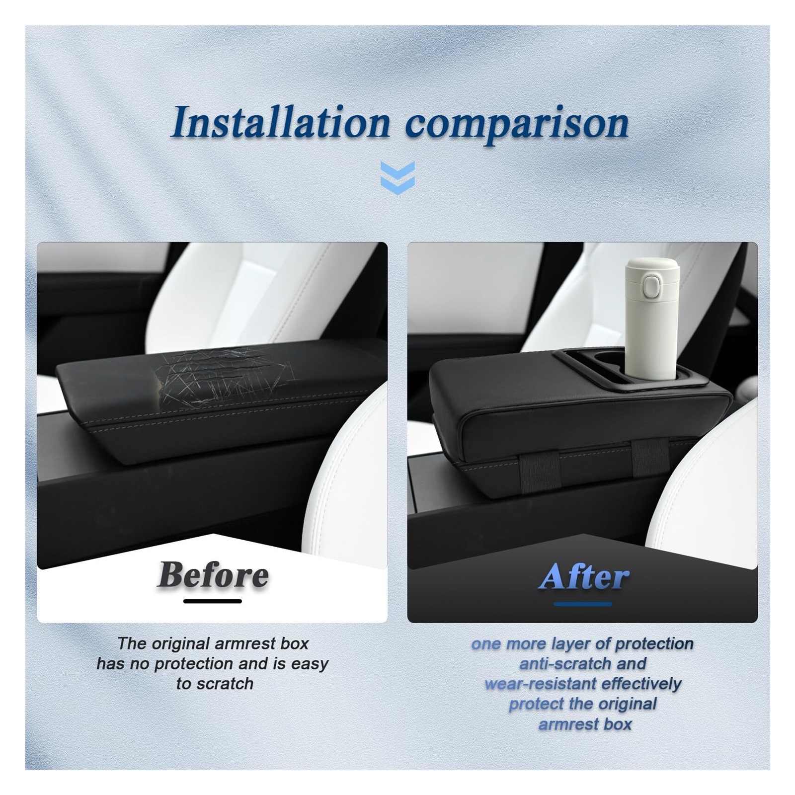 GUANGHUI Auto Center Console Armrest Pillow Arm Rest Cover Memory Foam Car Armrest Cushion with Cup Holder & Phone Holder Car Interior Accessories Armrest Booster Cushion Universal for Most Car