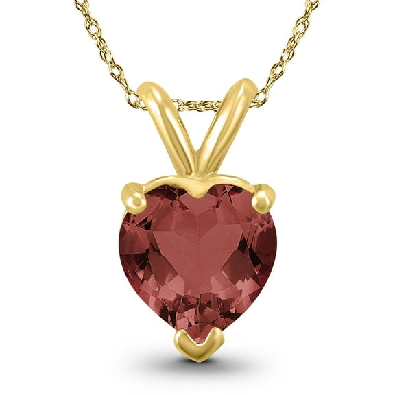 SZUL Women's 14K Yellow Gold 7MM Heart Garnet Pendant