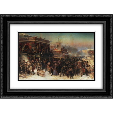 Matt Booth - Konstantin Makovsky 2x Matted 24x20 Black Ornate Framed Art Print 'Fair Booths on Admiralty Square, St. Petersburg'
