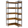 thumbnail image 3 of EDX 5-Tier Corner Shelf,  65'' L-Shaped Display Bookshelf , Industrial Wooden Bookcase with Metal Frame for Home , Office, Rustic Brown, 3 of 6
