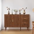 thumbnail image 4 of Yeulluey Storage Cabinet with 3 Drawers & Double Doors, Kitchen Buffet Sideboard Cabinet,Wood Storage Organizer for Kitchen, Living Room, Dining Room, Brown, 4 of 7