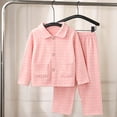 thumbnail image 2 of JOANKDMI Toddler 2 Piece Plaid Pj Set Teen Long Sleeve Button Down Shirt with Pockets and Pants Sleepwear Casual Loungewear Soft Breathable Nightwear Pjs, 2 of 8
