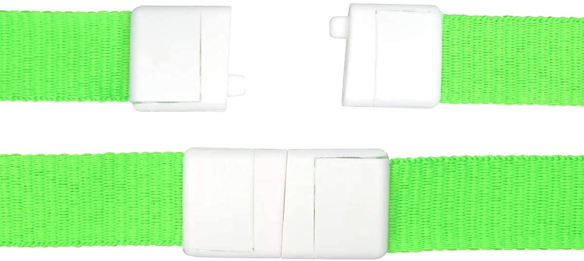 25 Pack - Bright Wide Lanyards for Name Badges with Safety Breakaway Neck Clasp & ID Badge Holder J Clip - Hi Visibility Neon for Name Tag, Keys, Cruise, Student ID by Specialist ID (Neon Green)