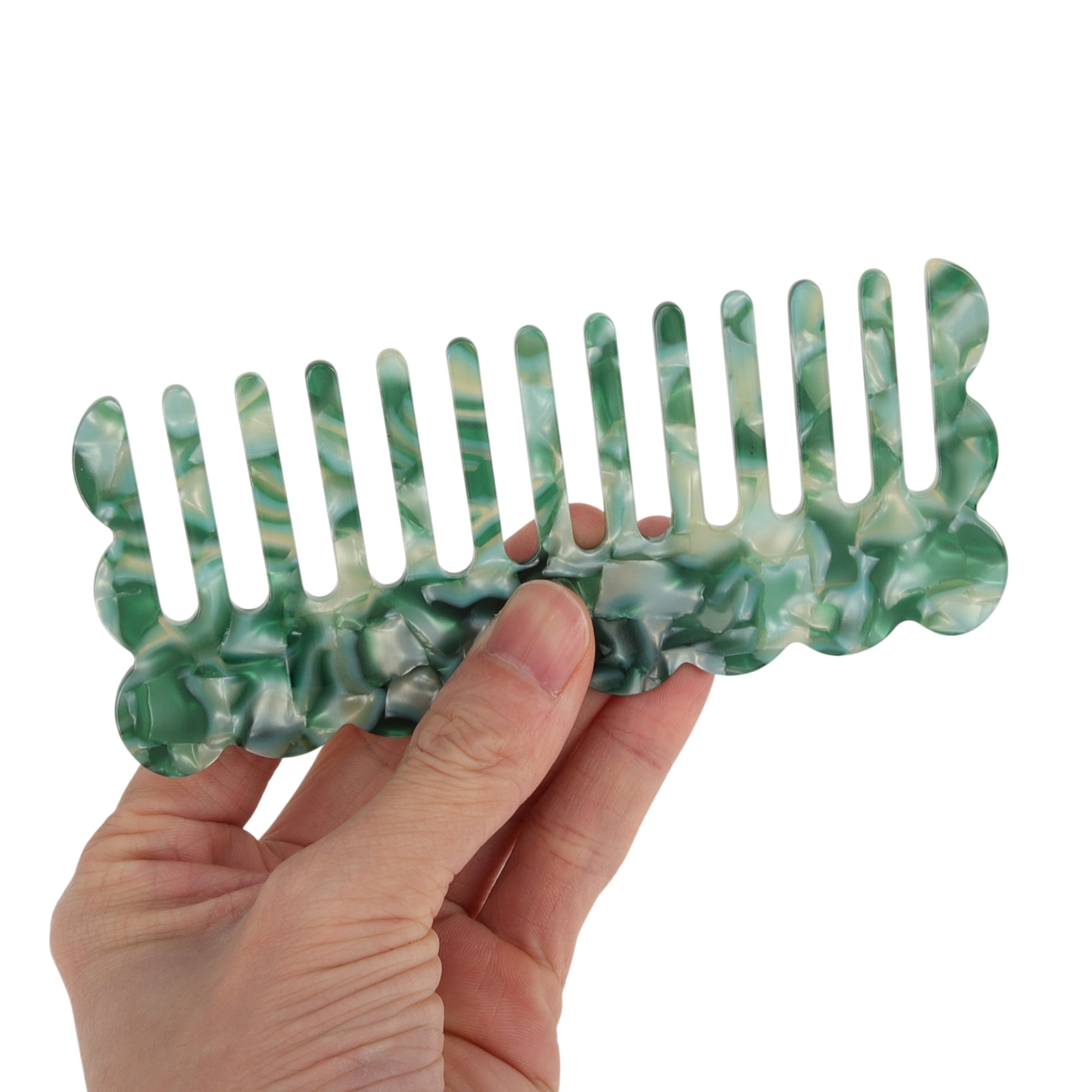 Unique Bargains 1 Pc Stylish  Portable Marble Pattern Hair Comb for All Hair Types Green