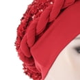 thumbnail image 4 of SPRING PARK Chemo Cancer Head Hat Cap Ethnic Shiny Sequins Twisted Braid Hair Cover Wrap Turban Headwear, 4 of 5