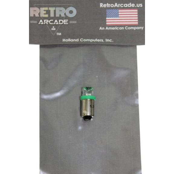 Green Pinball 6.3 Volt AC LED Round Replacement Bulbs 44/47 Bayonet Base BA9S, Concave Top