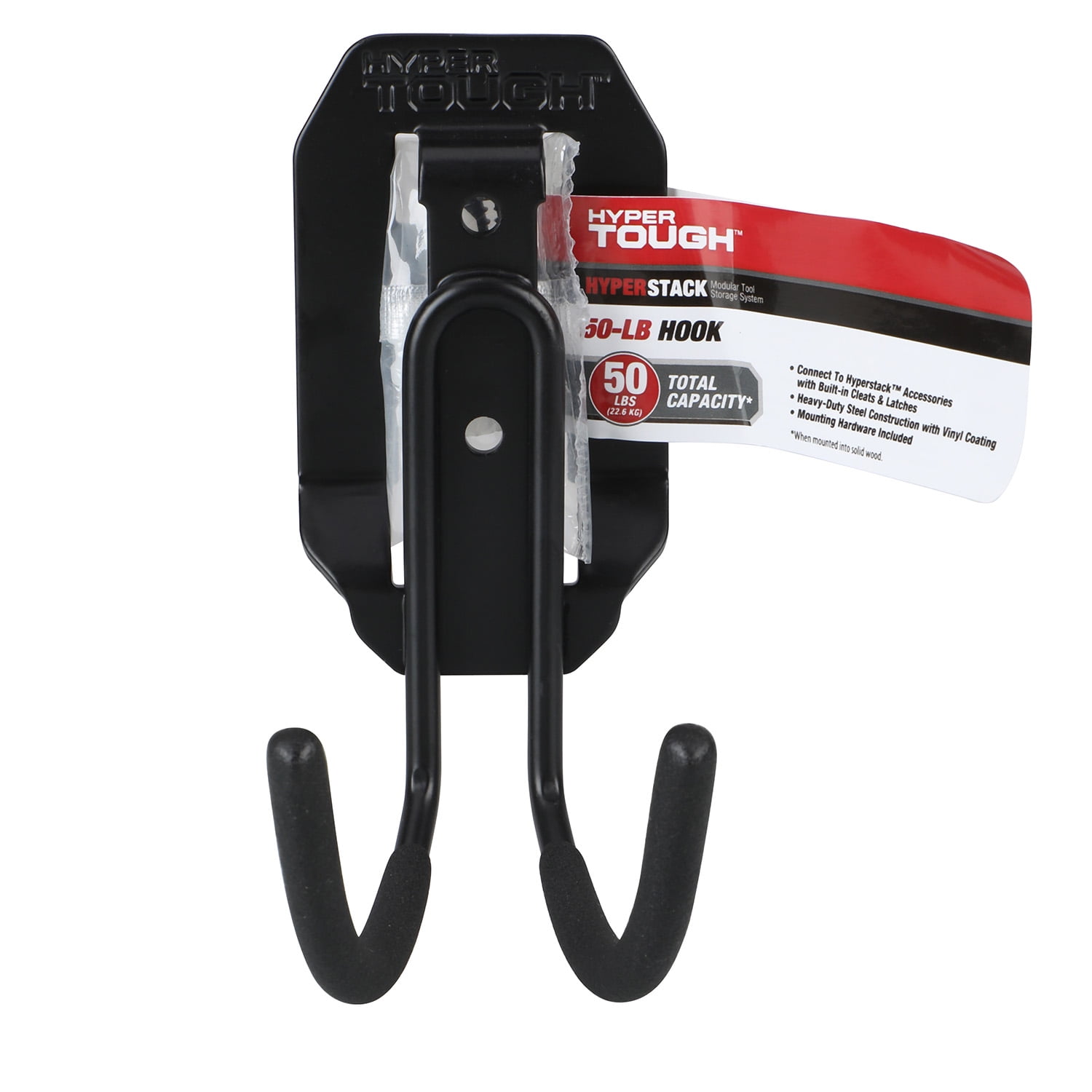 (2 pack) Hyper Tough Hyper Stack Garage Storage J Hook, Black