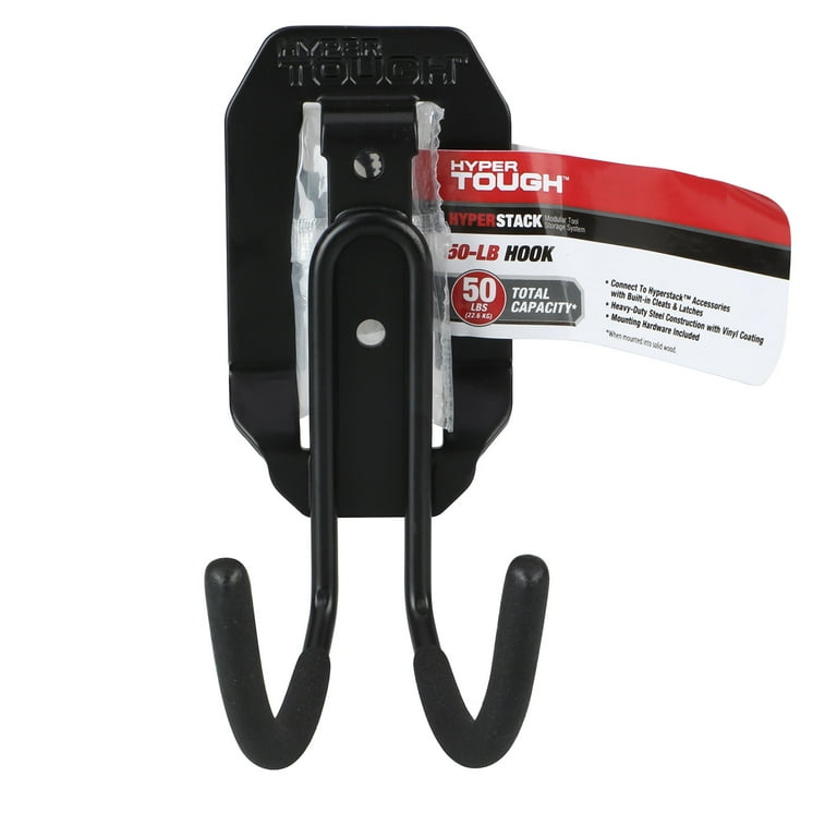 Hyper Tough Heavy Duty Steel Garage Storage J Hook Black supports