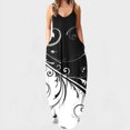 thumbnail image 1 of ICHUANYI Clearance Women's Fashion Sexy Vintage V Neck Sleeveless Printing Party Dresses(Black, M) ICHUANYI WER2023081008340, 1 of 5
