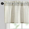 thumbnail image 3 of Hiasan 42 x 18 Inch Kitchen Valance, Thick Textured Linen Striped Window Valance Curtain, Rod Pocket Farmhouse Light Filtering Valance Curtain, Vertical Striped Green, 1 Panel, 3 of 9