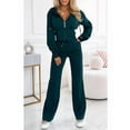 thumbnail image 4 of Women'S Fall Winter Hooded Zip Up Jacket Slim Fit Solid Color Two Piece Set Casual Outfit Green XXXL, 4 of 8
