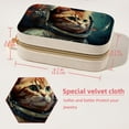 thumbnail image 5 of Retro Cat Velvet Travel Organizer with Removable Compartment - Portable Jewelry Necklace Organizer Box - Gift, 5 of 7