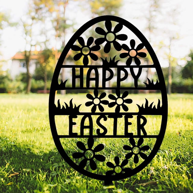 Decoraciones de Pascua, adornos de Pascua, regalos de Pascua, huevos de Pascua, conejito tridimensional, decoración para patio, jardín, exterior, espejo acrílico, adhesivo para plantar en el patio.