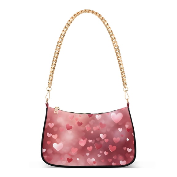 ALAZA Valentine's Day Hearts Women's Chain Shoulder Bag Hobo Handbag Tote Crossbody Purse