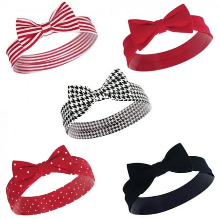 UPC: 0660168565539 | Hudson Baby Infant Girl Cotton Headbands 5pk  Red Houndstooth  0-24 Months