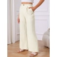 thumbnail image 2 of DARING DIVA Women's Casual Linen High Waisted Wide Leg Pants S Beige, 2 of 6