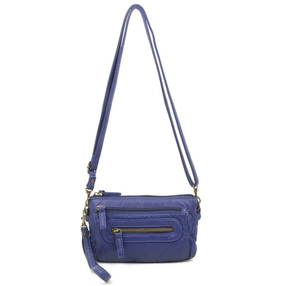 The Anita Women Wristlet Multi Functional Crossbody Soft Vegan Leather Bag by Ampere Creations - Navy Blue