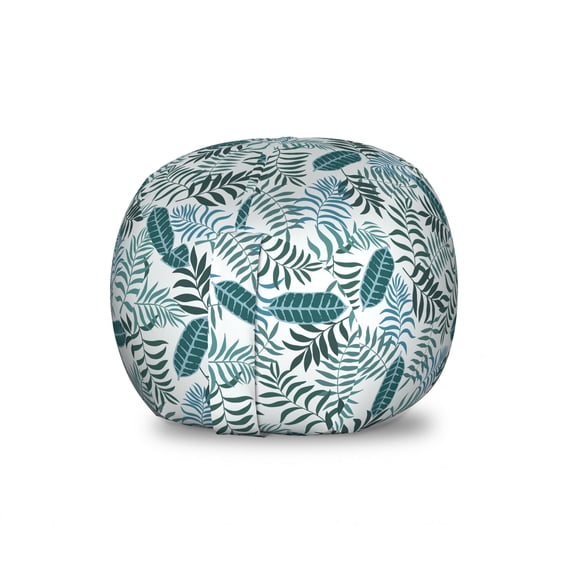 Botanical Storage Toy Bag Chair, Growth of Forest Foliage Leaves Bush Nature Brazilian Exotic Plants, Stuffed Animal Organizer Washable Bag, Small Size, Hunter Green Sea Blue, by Ambesonne