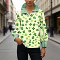 thumbnail image 4 of St. Patrick's Day Sweatshirt for Women Glitter Clover Graphic Ribbed Collared Long Sleeve Relaxed Fit Festive Holiday Clothes Top, 4 of 7