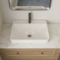 DeerValley 23.82" L x 18.9" W x 6.69" H White Rectangular Vitreous China Drop-in Bathroom Sink with Overflow DV-1DS0121
