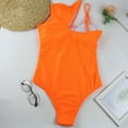 thumbnail image 3 of YWDJ Clearance Plus Size Bathing Suit for Women One Piece Monokini Romper Solid High Waisted Bikini Womens Swimsuits Tummy Control Swimsuits for Women Plus Size Bathing Suit for Women 40-Orange S, 3 of 8
