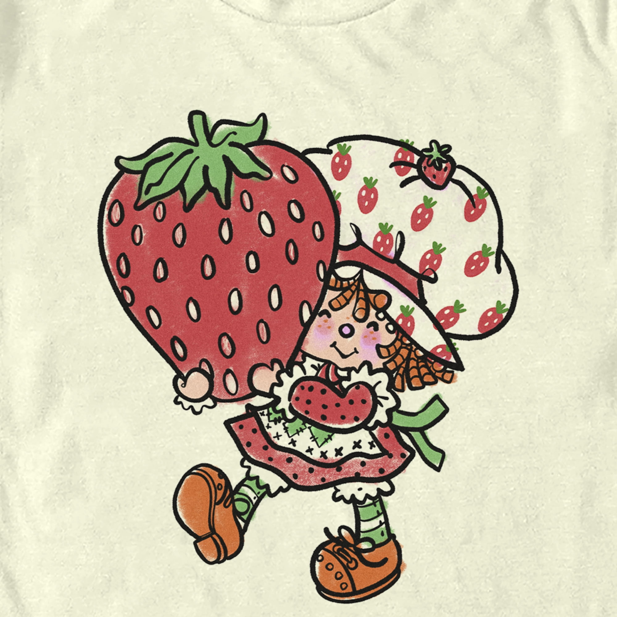 Men s Strawberry Shortcake Cartoon Cute Berry Graphic Tee Beige Small