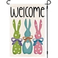 thumbnail image 1 of Easter Welcome Bunny Garden Flag 12x18 Inch Double Sided for Outside Rabbit with Bow Spring Yard flag Outdoor Easter Cute Colorful Decorations 10-a12, 1 of 6