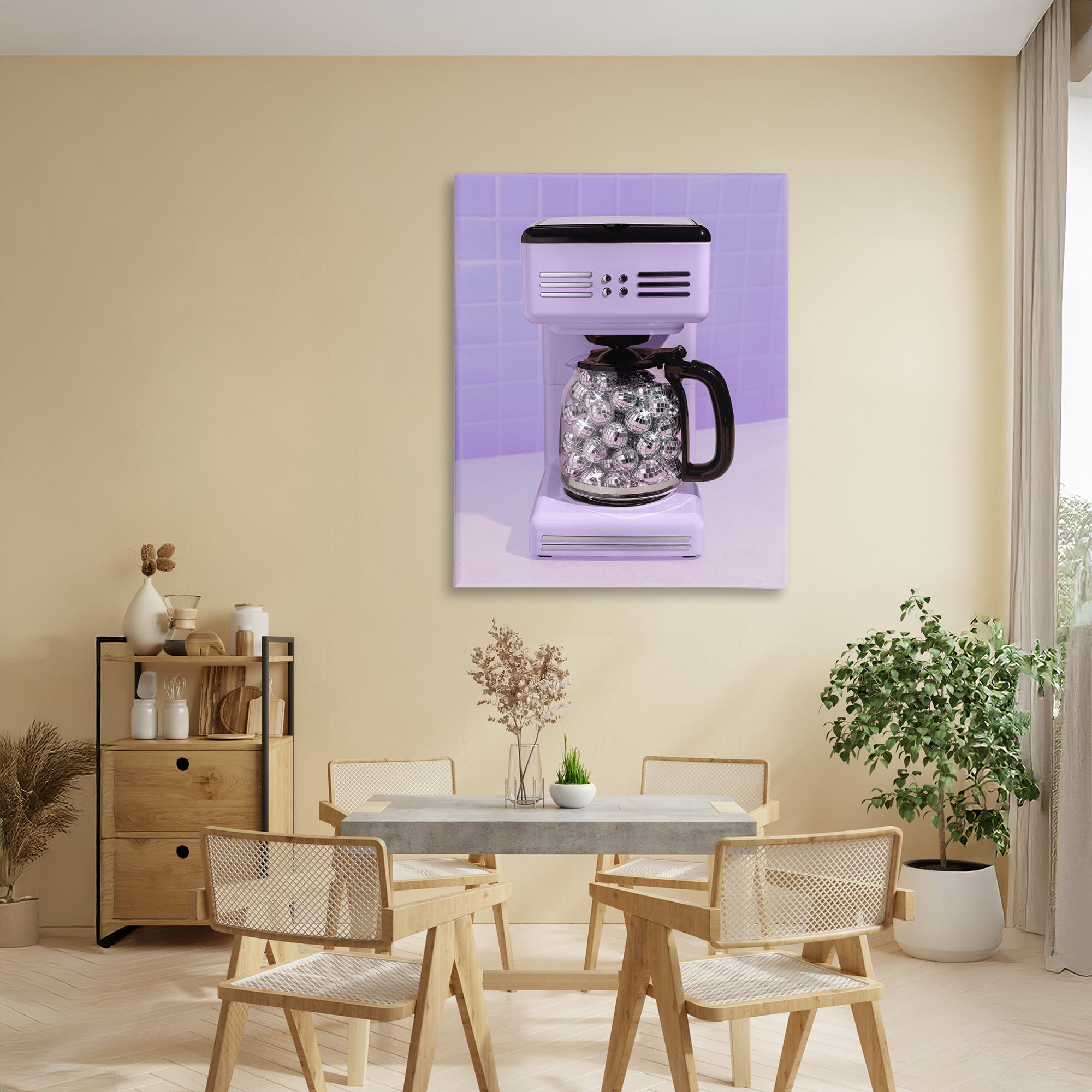 Stupell Industries Disco Coffee Maker over Purple Canvas Wall Art, design by LISH Creative