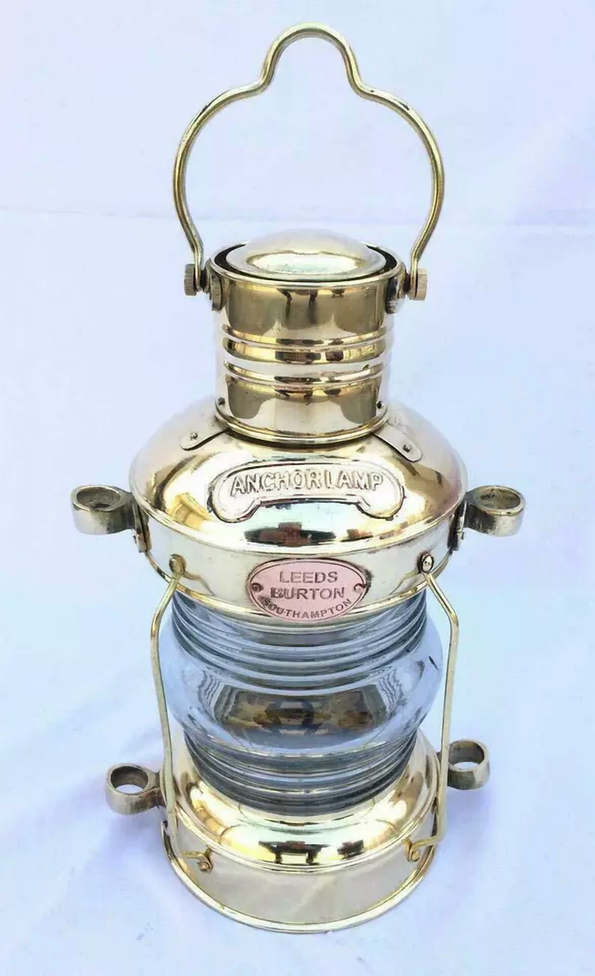 12" Vintage Brass Anchor Oil Lamp Collectible Nautical Maritime Ship Lantern Oil lamp Boat Light