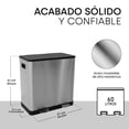 thumbnail image 4 of Bote de basura Ninon INOX-60L de 60 litros con doble compartimento de 30 L + 30 L, 4 of 8