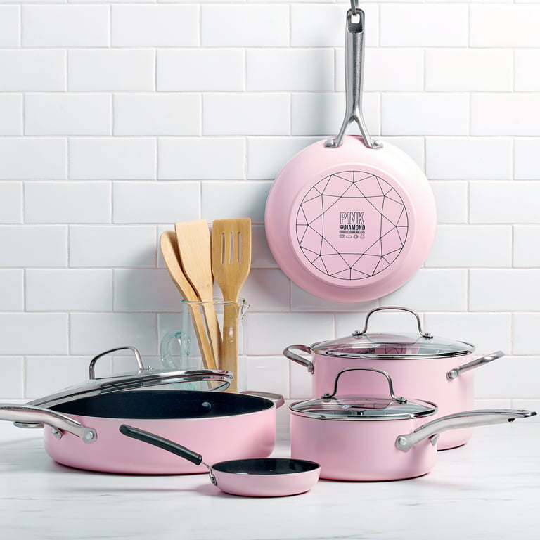 Blue Diamond, Pink Limited Edition Nonstick Ceramic 11-Piece Cookware Set 