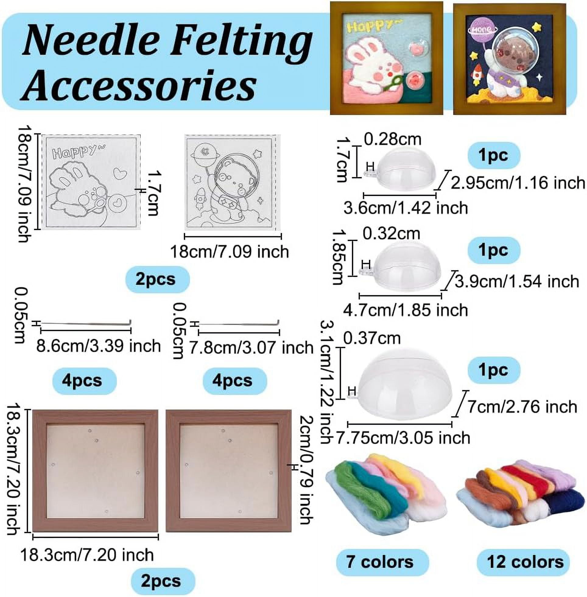 2 Sets 2 Styles Needle Felting Craft Kit Rabbit Photo Frame Needle Felting Kit for Beginners Bear Needle Felting Starter Kit with Photo Frame Wool Felt Painting Set for DIY Needlework for DIY