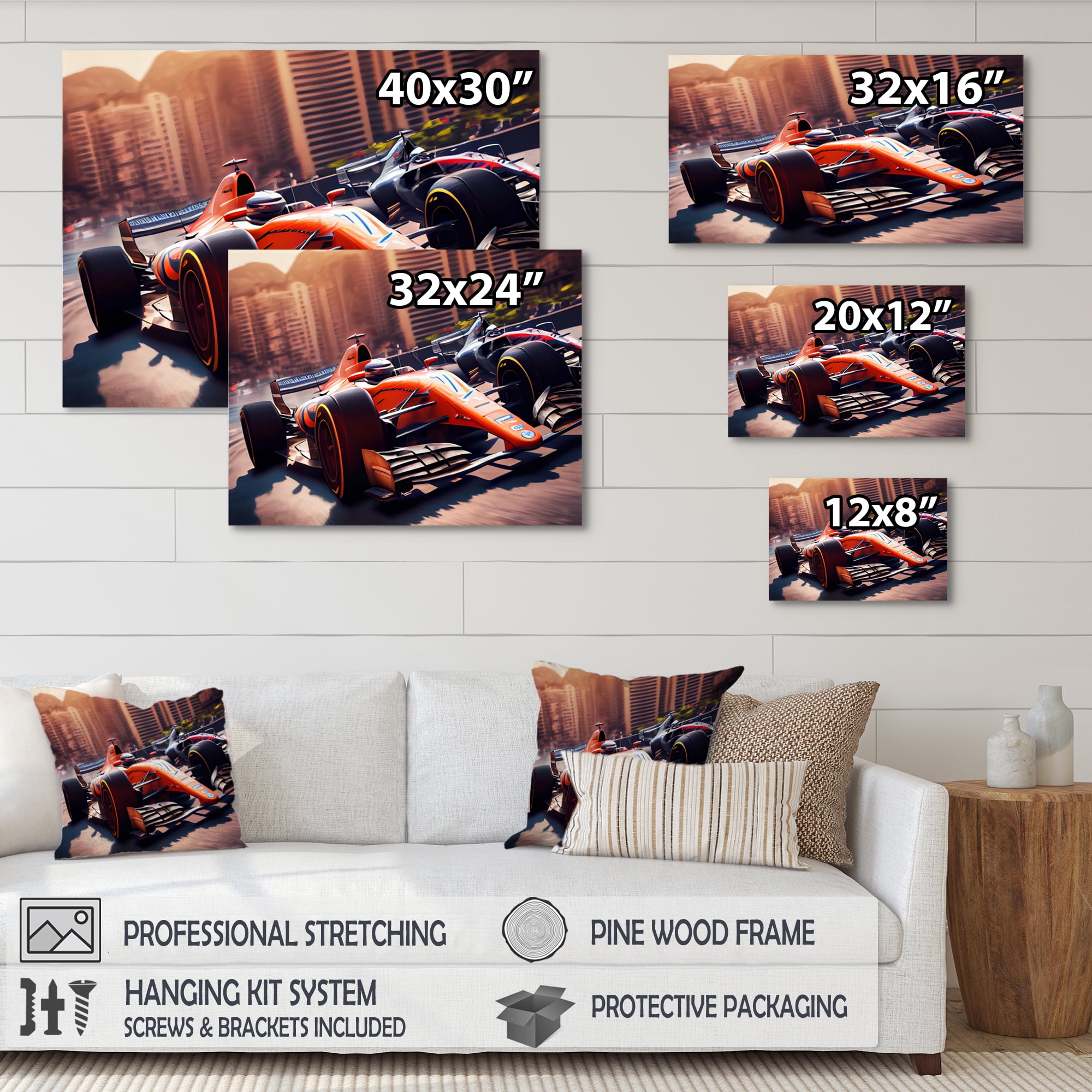 Designart Racing car in Monaco GP V Canvas Wall Art