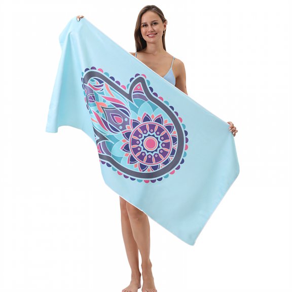 AUQ Beach Towels,Extra-Wide Surface Microfiber Beach Towel,Flat Look Hold Beach Mat Sand Free Waterproof,Style1,28"x56"