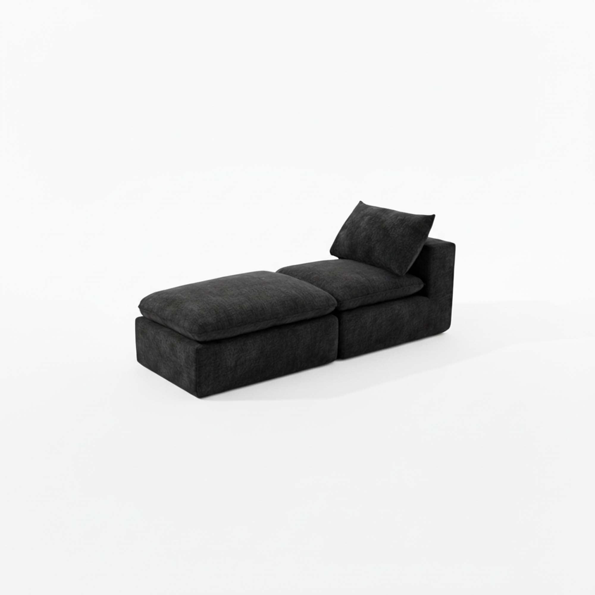 Miniyam 30" x 79" Black Left or Right Facing Chaise Lounge, Modular Add-On to Build L-Shape or U-Shape Sectional Sofa