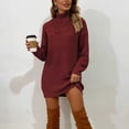 thumbnail image 4 of SeekIslan Women's Sweaters with High Neck Long Sleeve Fringe Tunic Knit Pullover, 4 of 4