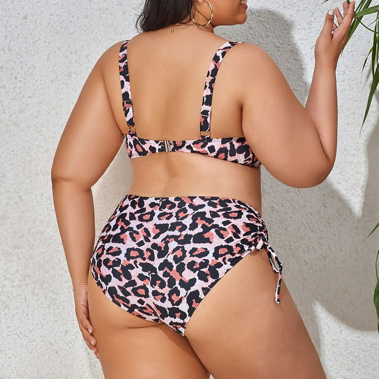 Aayomet Women's Plus Size Two Piece Swimsuit Print Bikini Swim Bra Pad  Underwire plus Size Bikini Tops for Large Bust,B XX-Large 
