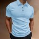 thumbnail image 1 of Blusa y camisa de manga corta con cuello vuelto para hombre, informal, de verano, con bloques de color, de manga corta, con solapa y media cremallera, de poliéster., 1 of 7