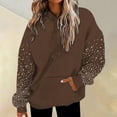 thumbnail image 2 of Women's Rhinestone Hooded Sweatshirt Diamond Pullover Bling Crystal Hoodie Casual Streetwear Y2K Vintage Aesthetic Loose Fall Fashion Cozy Loungewear Top, 2 of 9