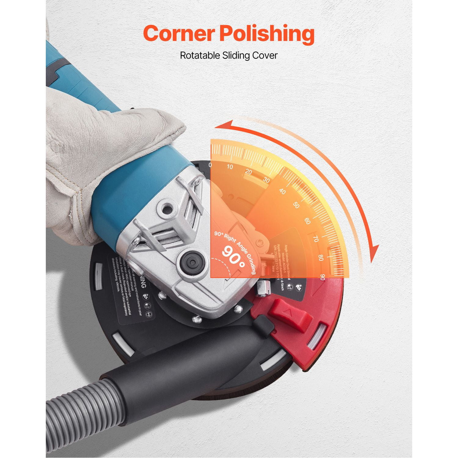 Universal 4-5 inch angle grinder dust cover, including 5-inch stone grinding cup wheel and 6 washers, can be connected to a wooden concrete vacuum cleaner