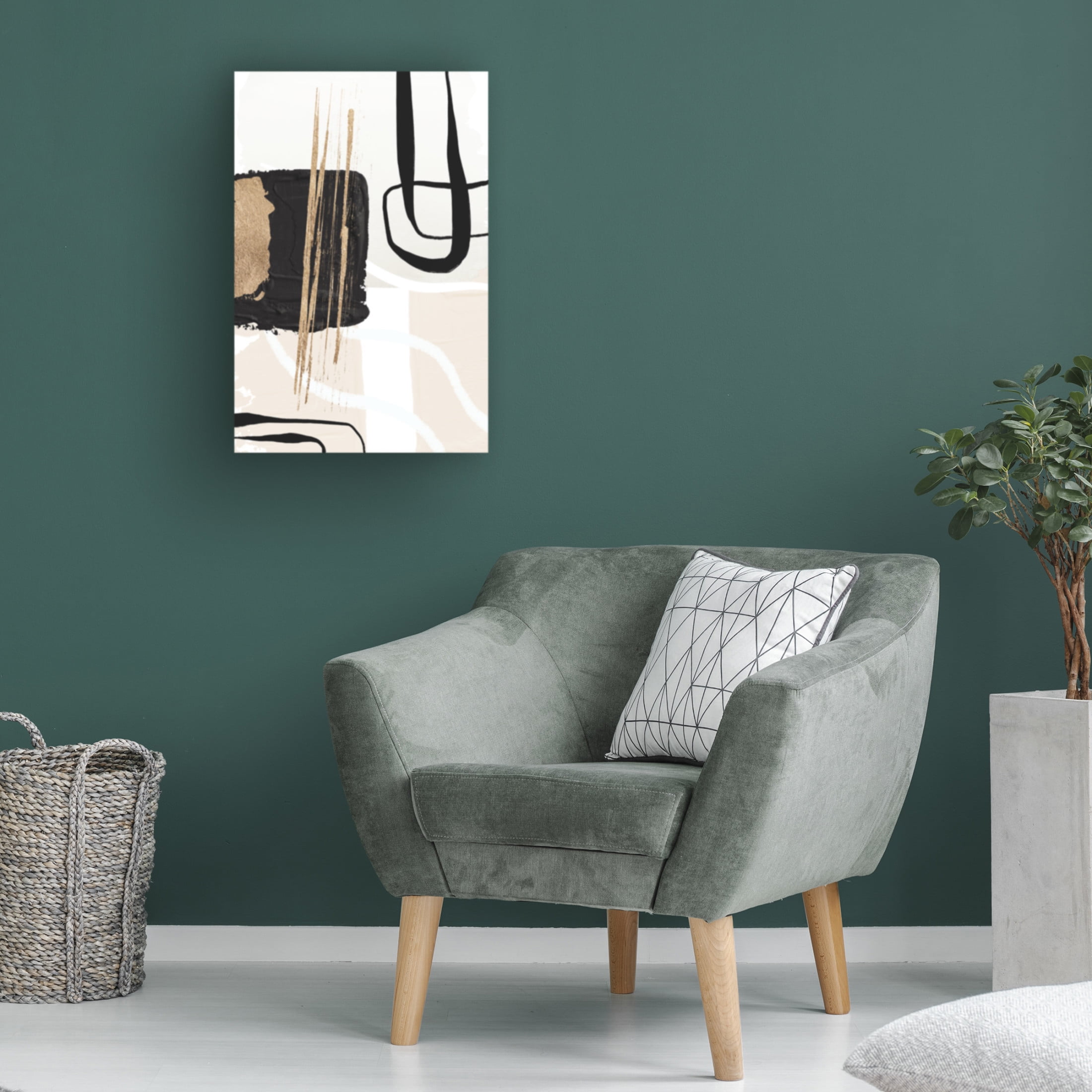 Trademark Fine Art Sally Ann Moss Abstract Black and Gold 5 Canvas Wall Art