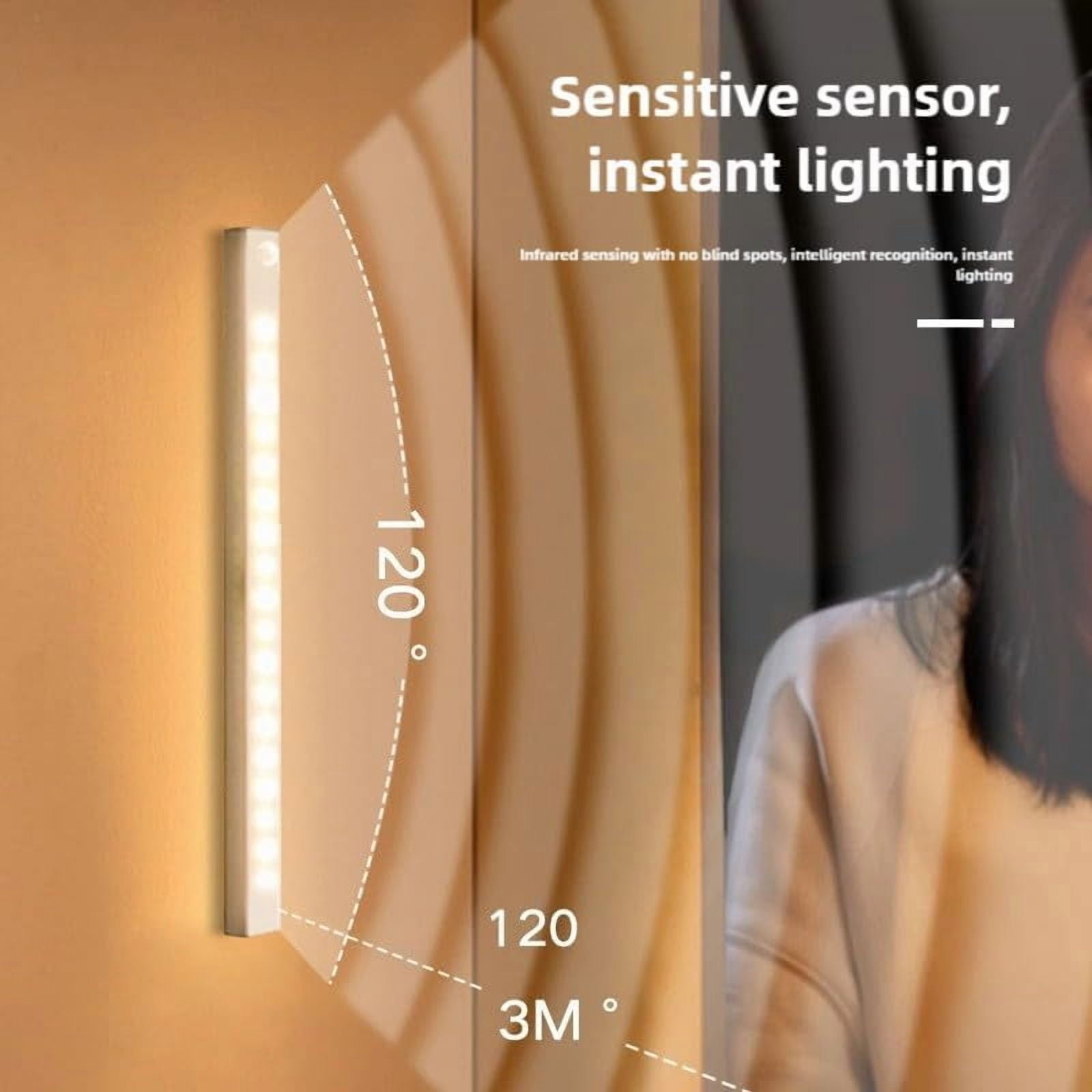 Punch-Free Smart Sensor Magnetic Rechargeable LED Lights,1/3/5pcs 7.87in Wireless USB Closet Lights with Infrared Motion Sensing & Always-On Mode,Warm White & Cool White,for Stairs,Wardrobe,Cabinet